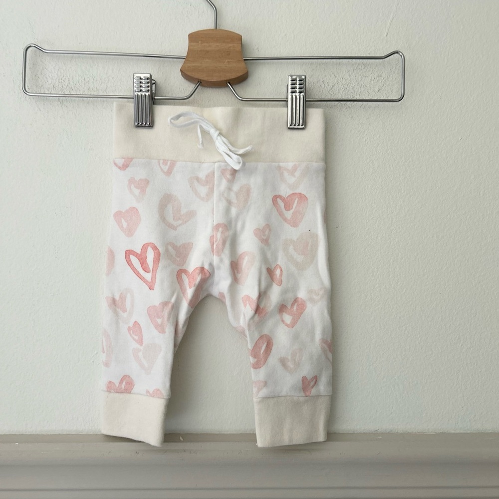 100% Organic Cotton Heart Patterned Baby 3-6 Months Bottoms Little Nature Lover